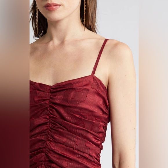 Lost +Wander EUC Celestial Glow Metallic Stripe Cocktail Dress in Maroon Size M - Picture 2 of 11